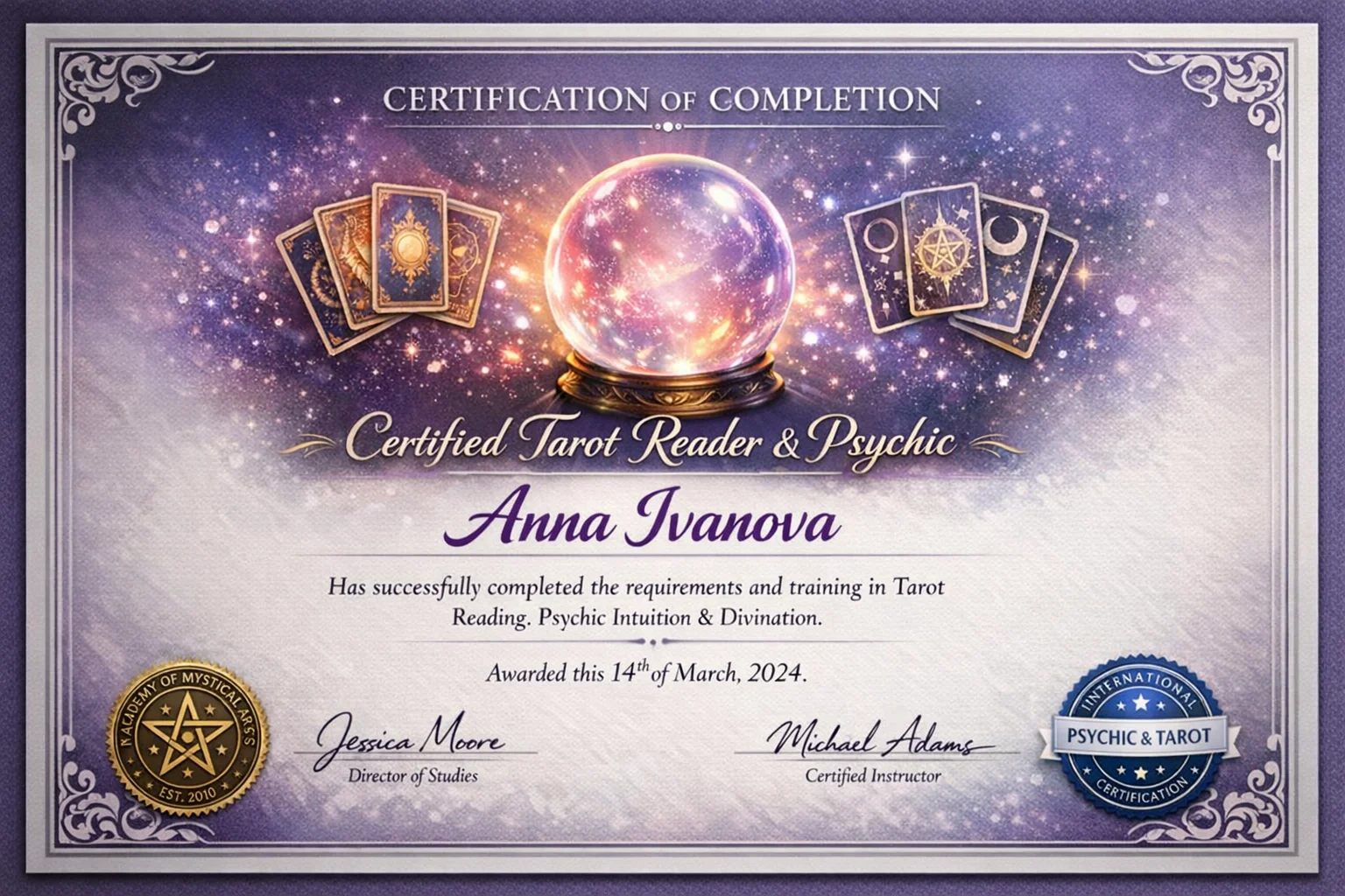 Международный сертификат таролога 2024